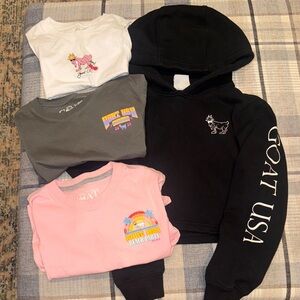 Goat USA girls youth size medium lot- 4 tops-crop sweatshirts, 3 crop tees tank